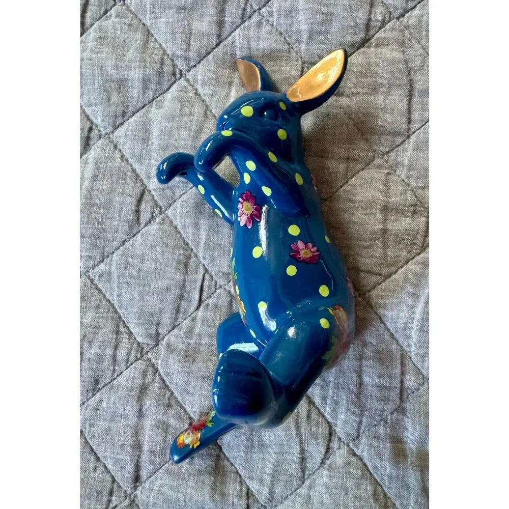 MacKenzie-Childs Lapis Flower Funny Bunny Pot Climber Blue